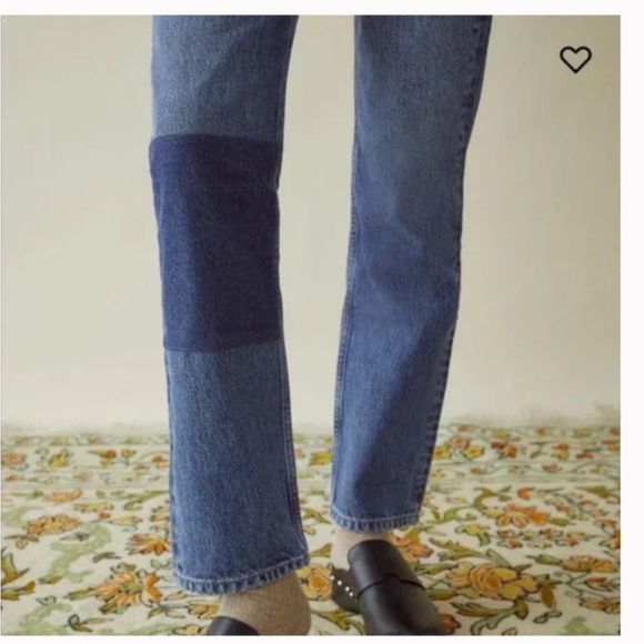 Reformation Cynthia High Rise Patch Straight Jeans Medium Wash Size 24 - Picture 3 of 9